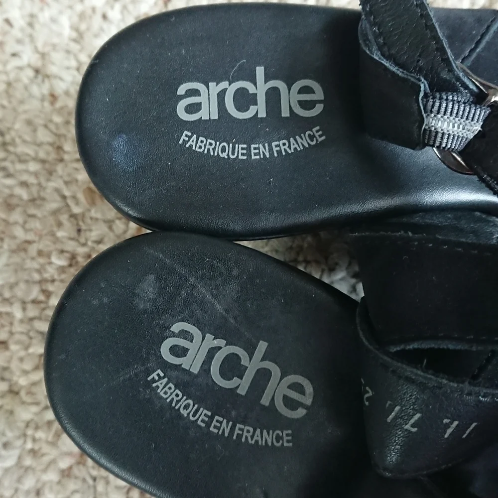 Arche Black Leather Slingback Sandals size 8